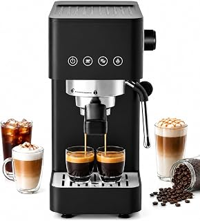 AAOBOSI Compact Espresso Machine, 20 Bar, Milk Frother, Latte & Cappuccino | Compact Design, 30s Heat-Up, PID Temp Control, Single, Double & Custom Shots, Easy Milk Frothing, 50oz Tank, 51mm Portafilter