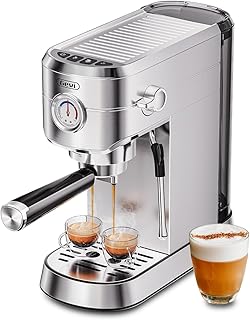 Gevi 20 Bar Compact Espresso Machine for Home, Latte, Cappuccino Coffee Maker | Removable Water Tank; Include Necessary Accessories; Can Make Americanos; Easy to Clean and Maintain; with Milk Frother