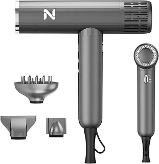 Natrial Hair Dryer with Diffuser, 1600W High-Speed Blow Dryer for Women | Fast Drying for Curly Hair, Professional Ionic Portable Dryer, Low Noise, Lightweight, Lock Function, Travel Home Salon