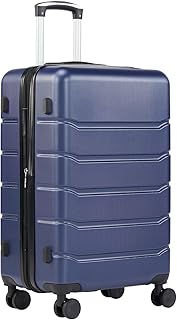 Sweetcrispy 20 Inch Carry On Luggage, Suitcase with Spinner Wheels | Expandable, ABS Hard Shell, Lightweight, Rolling, Smooth, TSA Lock, Business Trips, Short Vacations, Navy Blue