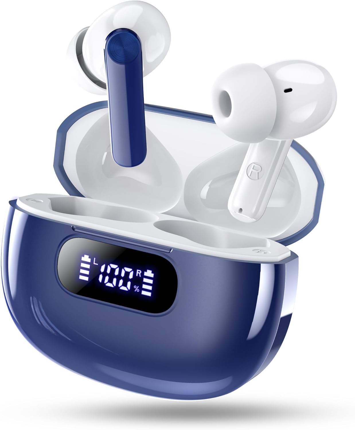 Wekily Wireless Earbuds, Bluetooth 5.3 Headphones LED Power Display, 2025 New Wireless Earphones, 4 ENC Noise Cancelling Mic, HiFi Stereo, 48H Playtime Mini Case IP7 Waterproof for Work & Play